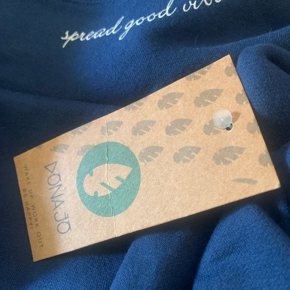 NWT DONA JO WOMENS 2 PIECE SWEATSHIRT & JOGGER "GOOD VIBES" SET NAVY SIZE 1 (SM) - Picture 10 of 15